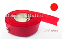 71RD 7/16 X9 Yds Red Inked Nylon Ribbon W/Eyelets