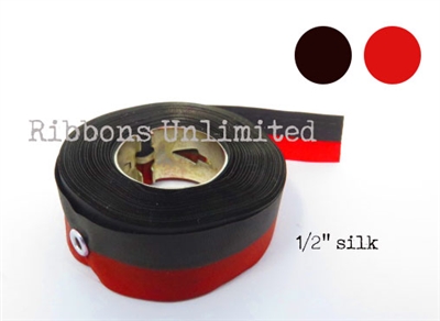 73BKRDS 1/2 X14Yds Black/Red Silk Ribbon W/Eyelets