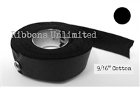 78BK 9/16 X 7 Yds Black Cotton Ribbon With Eyelets