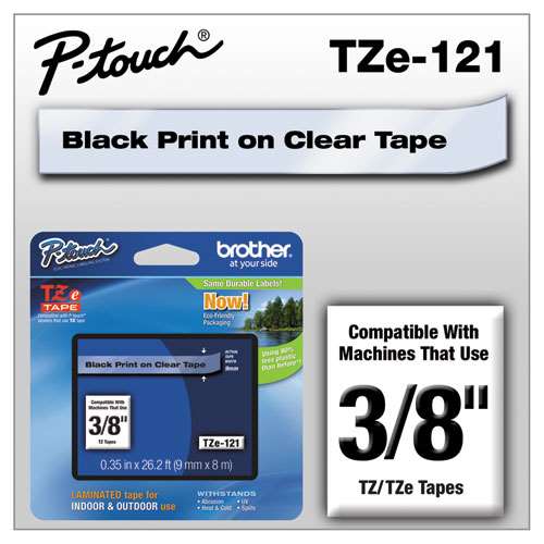 Brother TZE121 3/8 TZE 9MM Black On Clear Tape