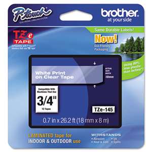 Brother TZE145 3/4 TZE 18MM White On Clear Tape