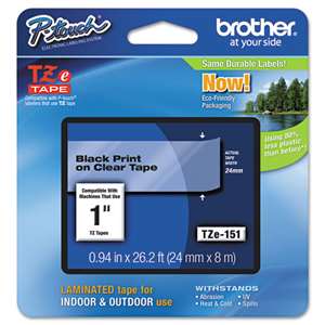 Brother TZE151 1 TZE 24MM Black On Clear Tape