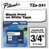 Brother TZE241 Label Maker Tape 3/4" TZE 18MM Black Lettering On White Tape