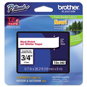 Brother TZE242 3/4 TZE 18MM Red On White Tape