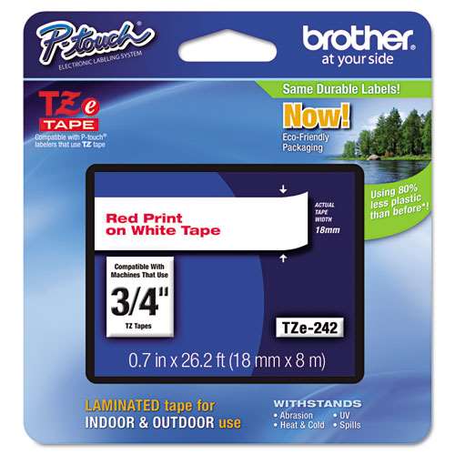 Brother TZE242 3/4 TZE 18MM Red On White Tape