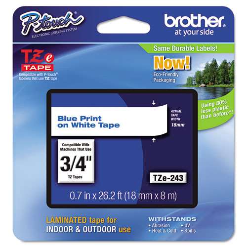 Brother TZE243 3/4 TZE 18MM Blue On White Tape