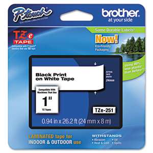 Brother TZE251 1 TZE 24MM Black On White Tape