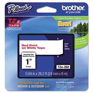 Brother TZE252 1 TZE 24MM Red On White Tape