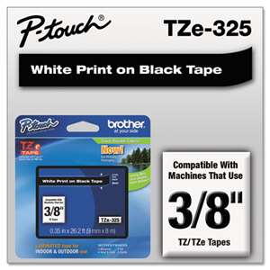 Brother TZE325 3/8 TZE 9MM White On Black Tape