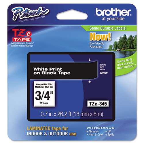 Brother TZE345 3/4 18MM White On Black Tape