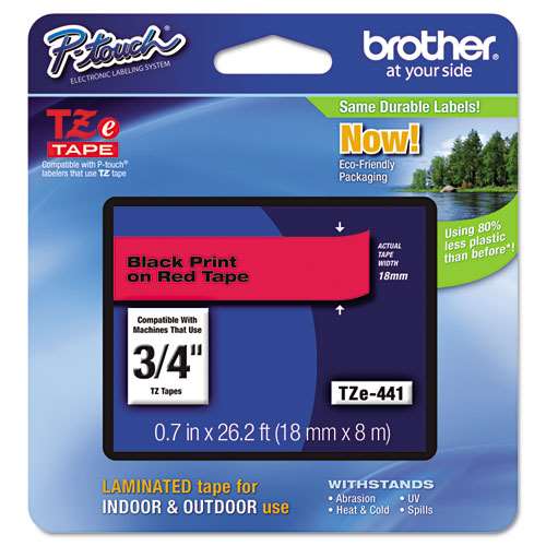 Brother TZE441 3/4 18MM Black On Red Tape