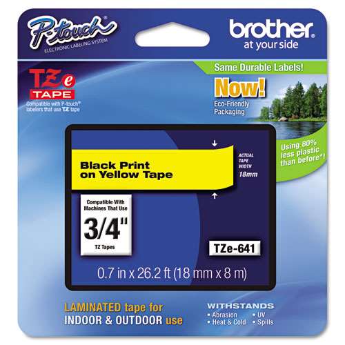 Brother TZE641 3/4 18MM Black On Yellow Tape
