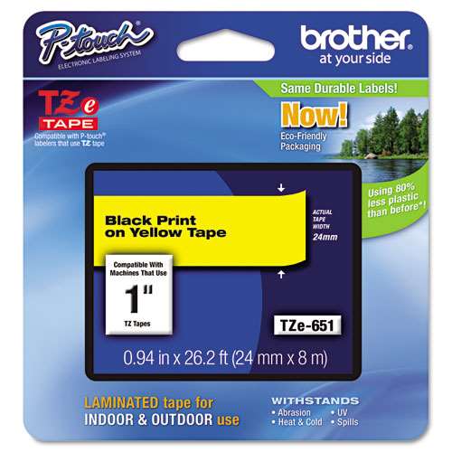 Brother TZE651 1 24MM Black On Yellow Tape