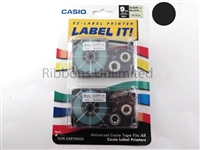 Casio 9mm 3/8 Black print on Clear Tape 2PK