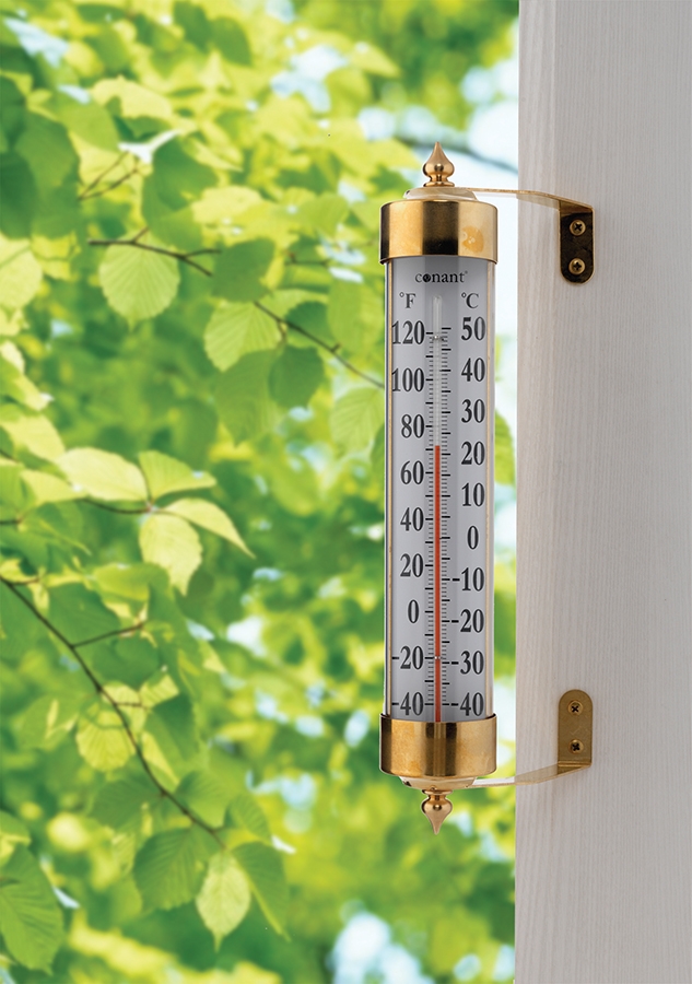 Brass and Glass Outdoor-Indoor Thermometer by Conant