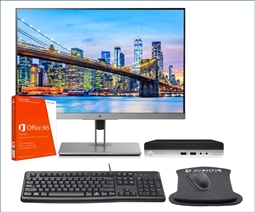 HP ProDesk 400 G5 Desktop Mini PC Bundle with HP E243 Monitor, Office 365, Keyboard, Mouse, and Mouse Pad from Aventis Systems