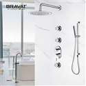 Fontana Bravat Wall Mount Thermostatic Rainfall Shower Set With 3 Body Massage Jets