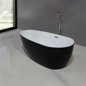 Oval Black & White Combination 63" x 30" x 23" Hotel Bathroom Bathtub
