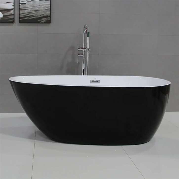 Oval Black & White Combination 63" x 30" x 23" Hotel Bathroom Bathtub