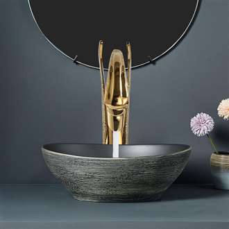 Fontana Vessel Sink and Gold Touchless Motion Sensor Faucet