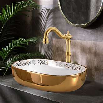 Fontana Vessel Sink and Gold Royal Queen Touchless Motion Sensor Faucet Combo