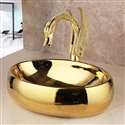 Fontana Vessel Gold Sink and Touchless Motion Sensor Faucet Combo