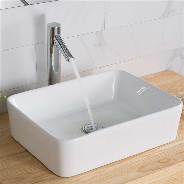 Fontana Vessel Sink with Tower Tall Touchless Motion Sensor Faucet