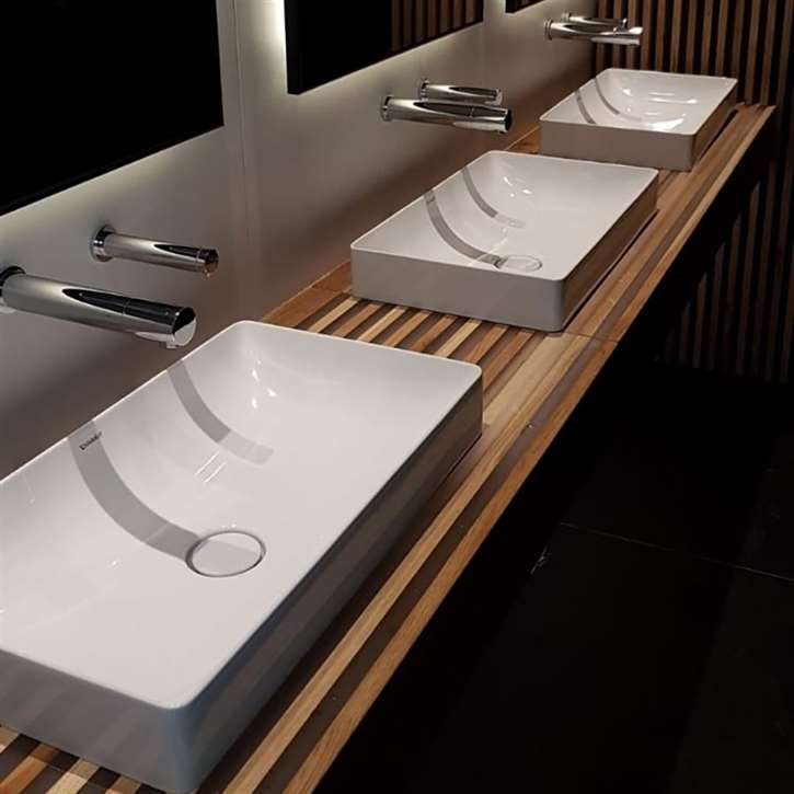 Fontana Vessel Sink and Chrome Venice Touchless Motion Sensor Faucet with Auto Liquid Soap Dispenser