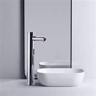 Fontana Vessel Sink and Chrome Tall Touchless Motion Sensor Faucet