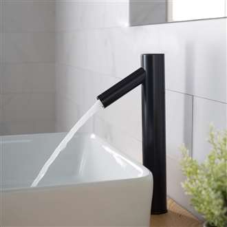 Fontana Vessel Sink and Matte Black Touchless Motion Sensor Faucet
