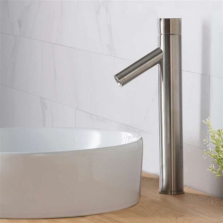 Fontana Vessel Sink and Brushed Nickel Touchless Motion Sensor Faucet