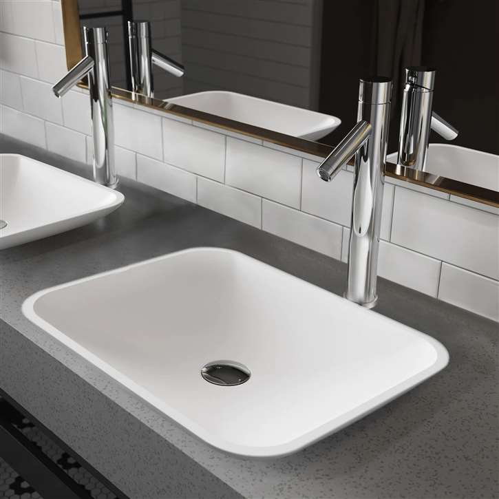 Fontana Vessel Sink and Chrome Touchless Motion Sensor Faucet