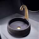 Fontana Vessel Sink and Bronze Touchless Motion Sensor Faucet