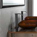 Fontana Vessel Sink and Black Touchless Motion Sensor Faucet