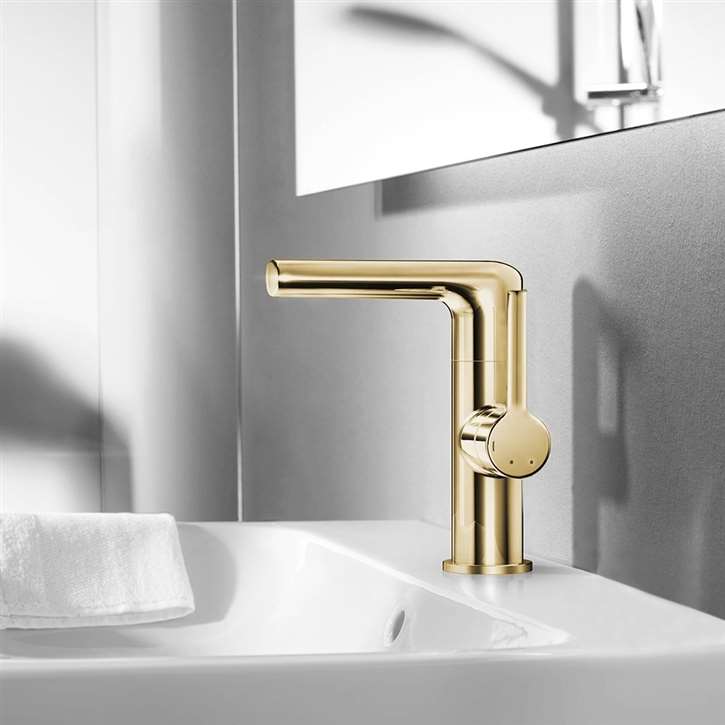 Fontana Bathroom Sink Faucet With a Single Handle and A Hot/Cold Valve In Brushed Gold Finish