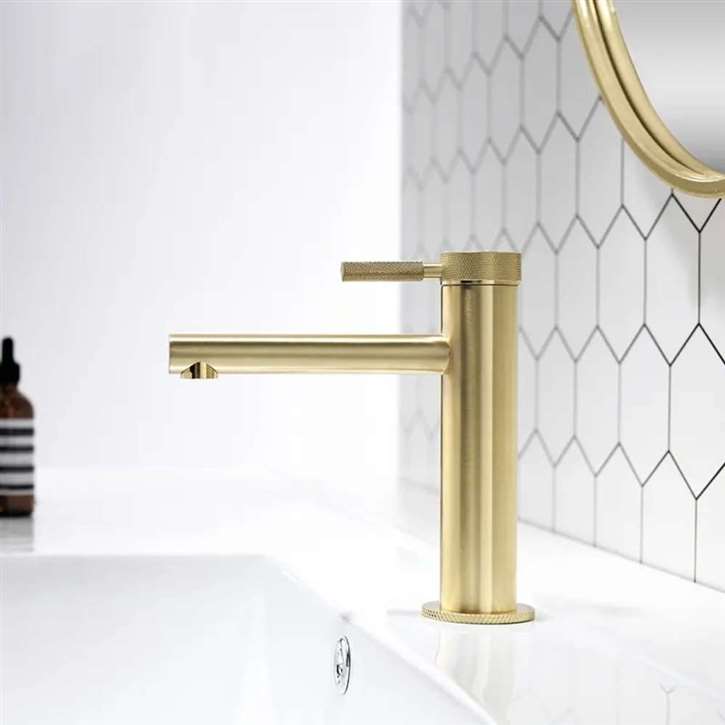 Fontana High Basin Faucet In Gold Brush Plated Brass With Hot/Cold Mixer