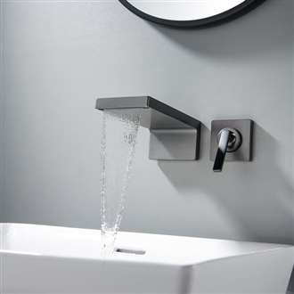Fontana Chrome Finish Wall Basin Faucet with Waterfall and Hot/Cold Valve Mixer