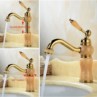 Fontana Up and Down Gold and Low Jade Spinning Lift Faucet with 360Â° Rotation