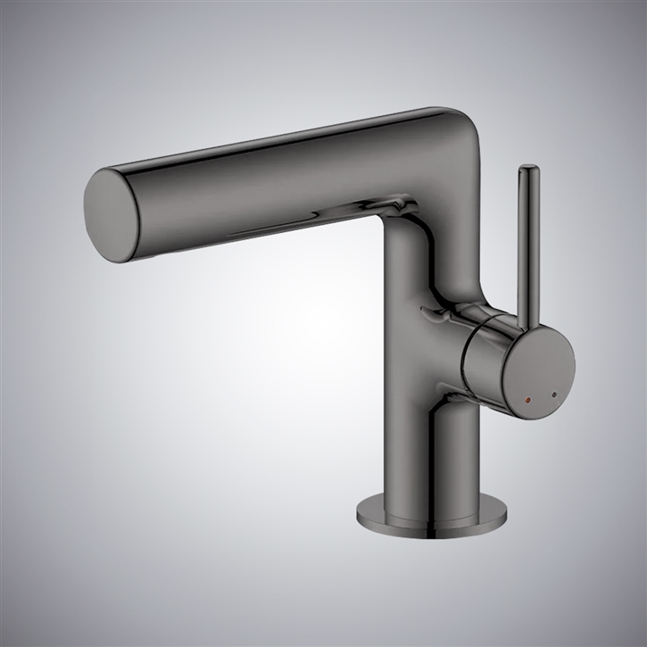 Bathroom Sink Faucet With a Single Handle And a Hot/Cold Valve In Gun Metal Finish