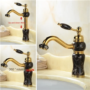 Fontana Lifting Headstall Faucet  With Golden And Marble Black Finish