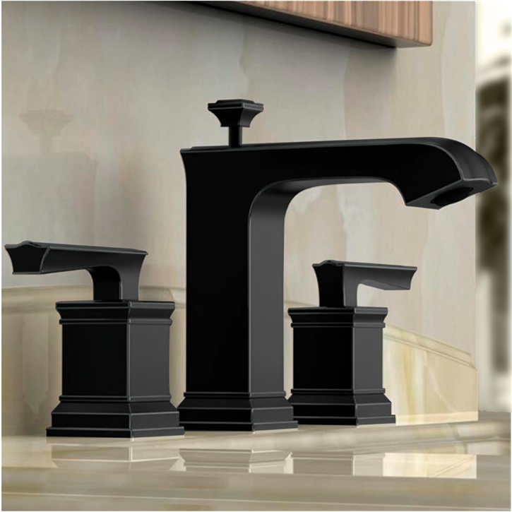 Fontana Matte Black with Hot and Cold Three Piece Handle Faucet