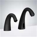 Fontana Commercial Black Automatic Motion Sensor Faucet with Matching Soap Dispenser