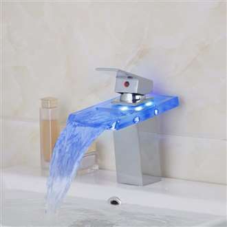Bend Glass LED Chrome Bathroom Sink Faucet