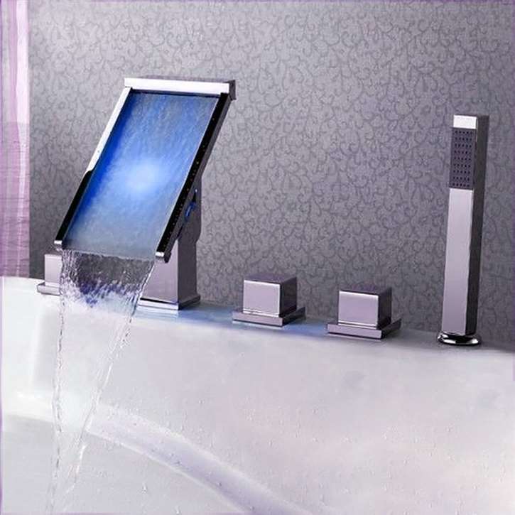 Fontana Triple Handle LED Waterfall Bath-Tub Faucet