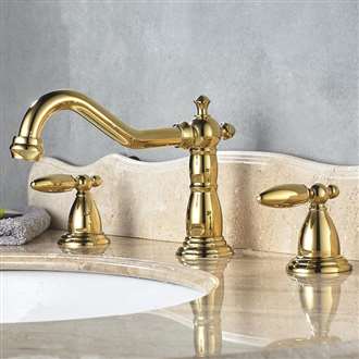 Alessandria Luxury Gold Deck Mount Bathroom Sink Faucet