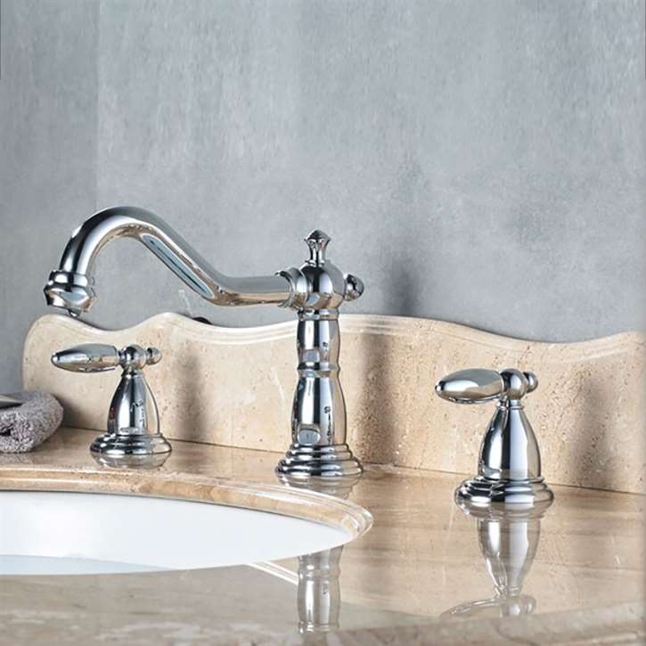 Alessandria Luxury Chrome Deck Mounted Bathroom Sink Faucet