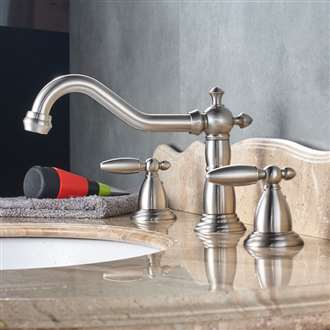 Alessandria Luxury Brushed Nickel Deck Mounted Bathroom Sink Faucet