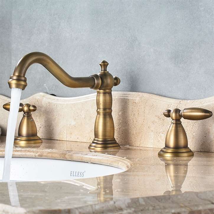 Alessandria Luxury Antique Brass Deck Mounted Bathroom Sink Faucet