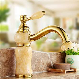 Arsizio Marble Single Handle Gold Mixer Bathroom Sink Faucet