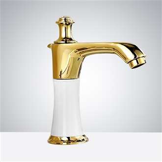 Fontana Commercial White and Gold Automatic Sensor Hands Free Faucet